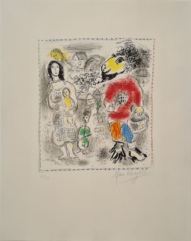 Litografía Chagall - Petits paysans II 