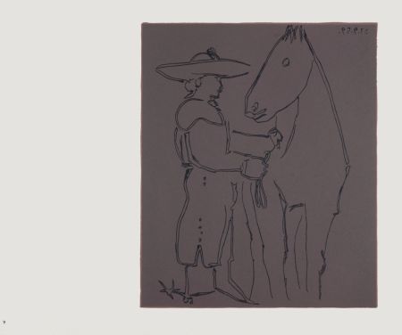 Linograbado Picasso (After) - Picador et cheval, 1962