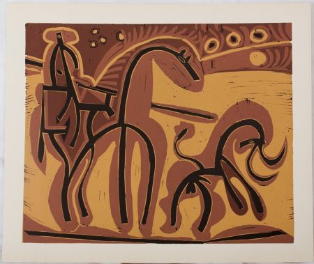 Linograbado Picasso - Picador et taureau
