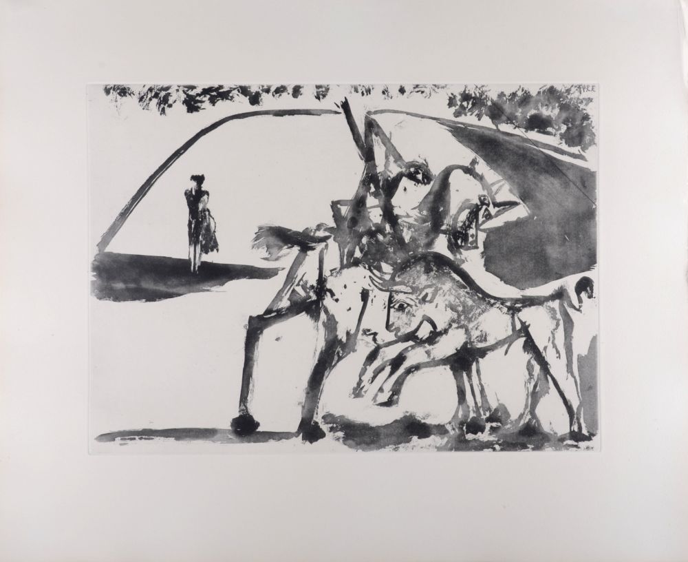 Aguatinta Picasso - Picador et Torero dans l'arène, 1947