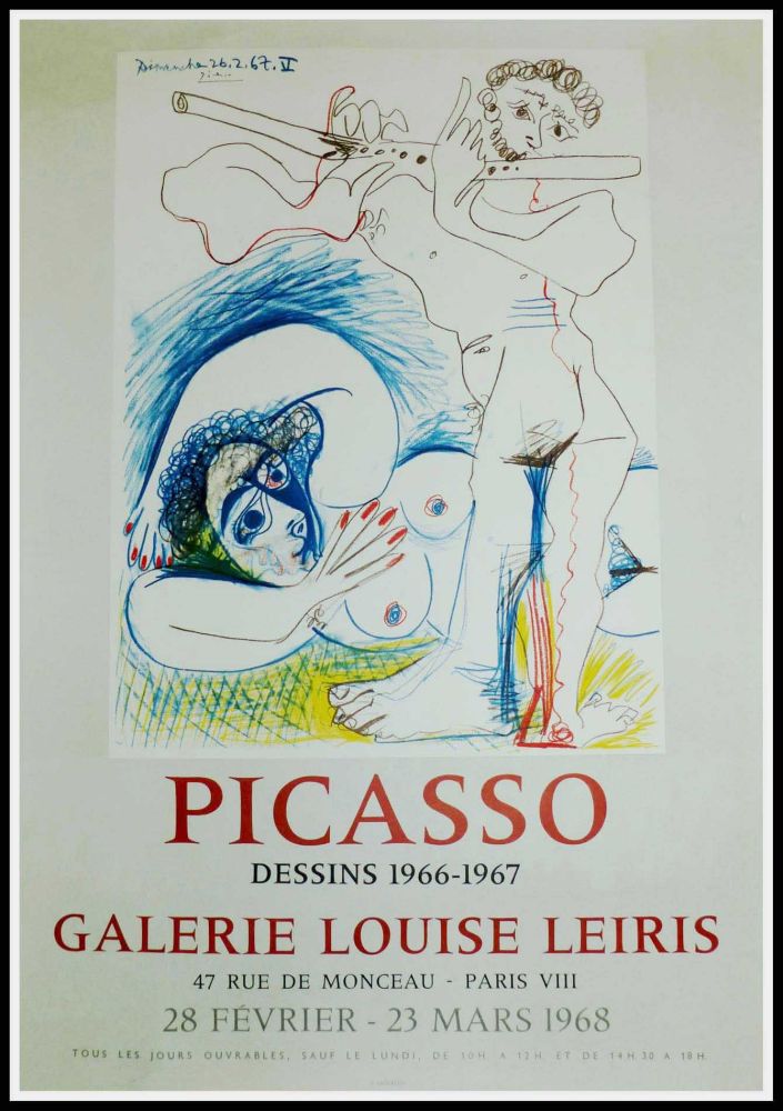 Cartel Picasso - PICASSO, DESSINS 1966-1967 GALERIE LEIRIS 1968