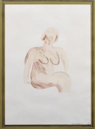 Litografía Hockney -  Picture of a Simple Framed Traditional Nude Drawing 