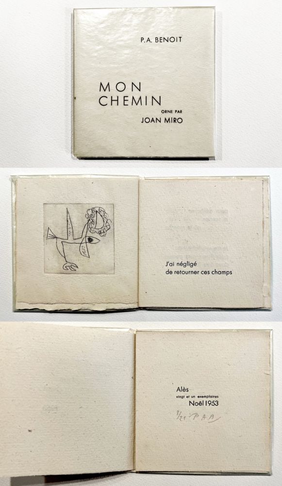 Libro Ilustrado Miró - Pierre-André Benoit. MON CHEMIN. Une gravure de Joan Miró (1953)