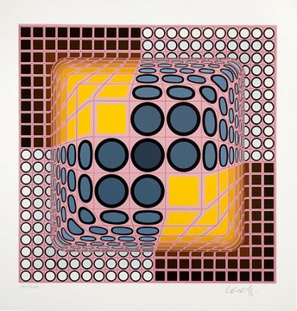 Serigrafía Vasarely - Pink Composition