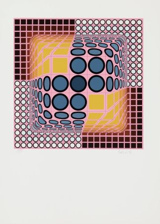 Múltiple Vasarely - Pink Composition, c