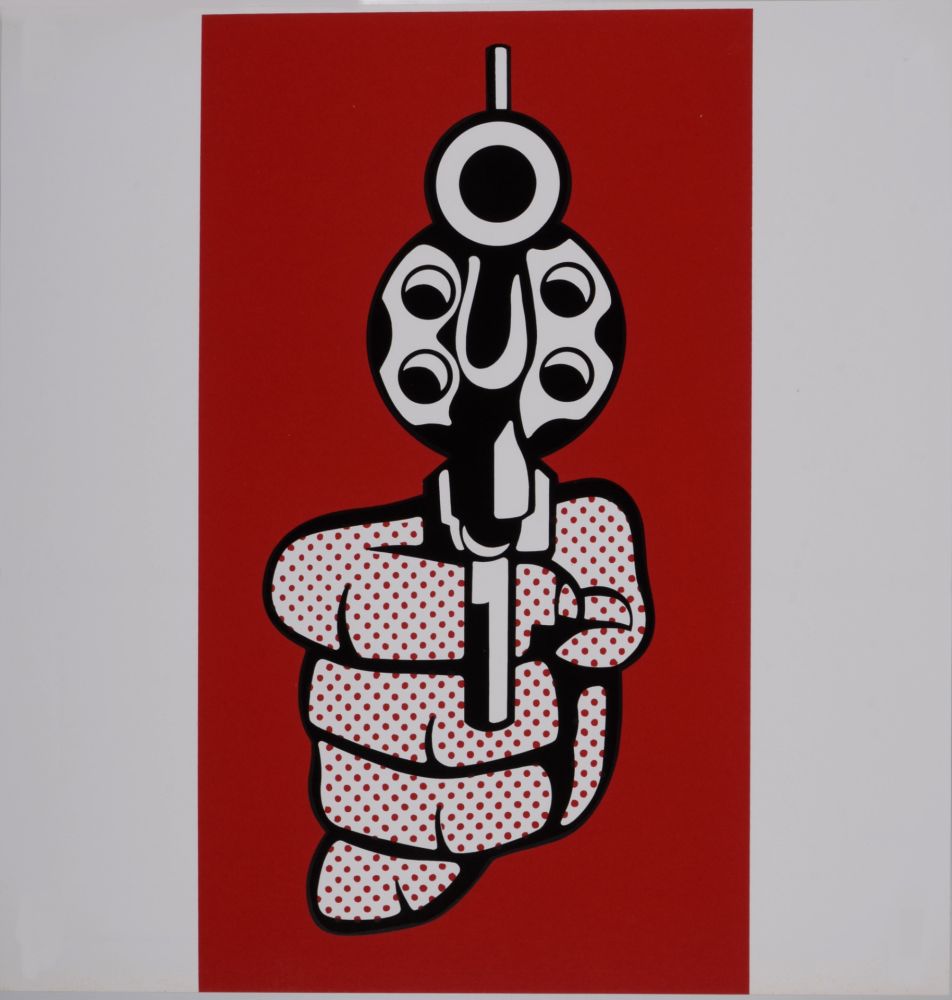 Serigrafía Lichtenstein - Pistol, 1968 - Scarce Banner edition!