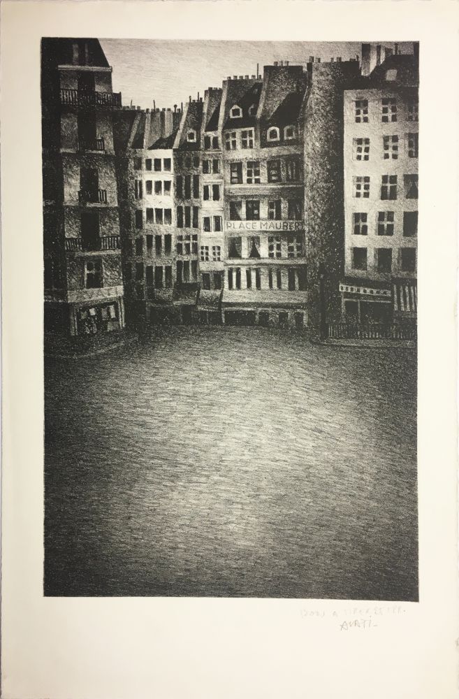 Litografía Avati - PLACE MAUBERT (1951)