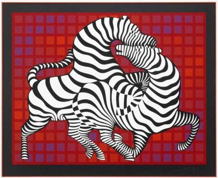 Serigrafía Vasarely - Playful Zebras