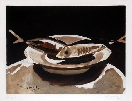 Grabado Braque - Poissons (Fish), c. 1956