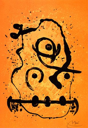 Litografía Miró - Polyglotte Orange