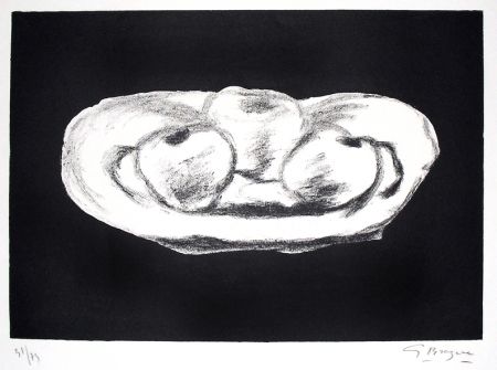 Litografía Braque - Pommes sur fond noir