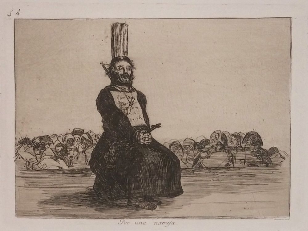 Grabado Goya - POR UNA NAVAJA