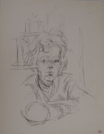 Litografía Giacometti - Portrait d'Annette (signée du cachet)