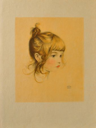 Grabado Sauer - Portrait de jeune fille