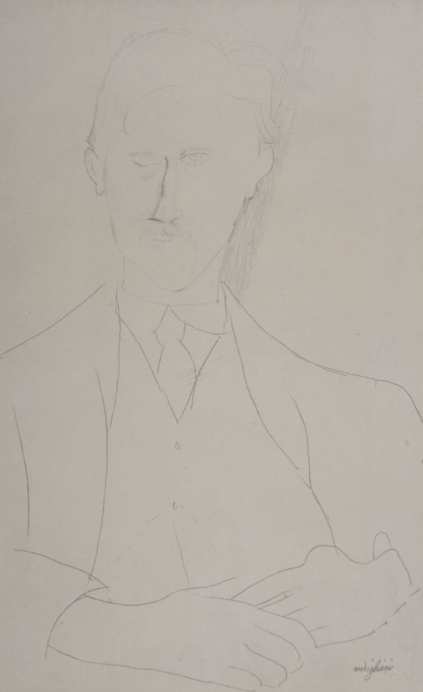 Litografía Modigliani - Portrait de Roger Dutillieul