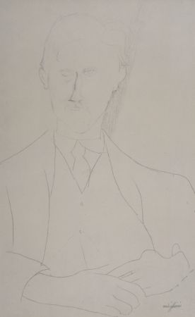 Litografía Modigliani - Portrait de Roger Dutillieul