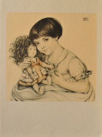 Grabado Sauer - Portrait d'enfant