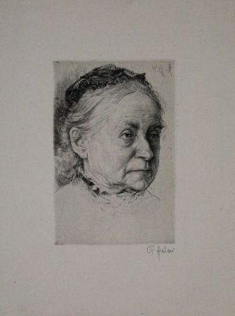 Grabado Halm - Portrait einer alten Dame
