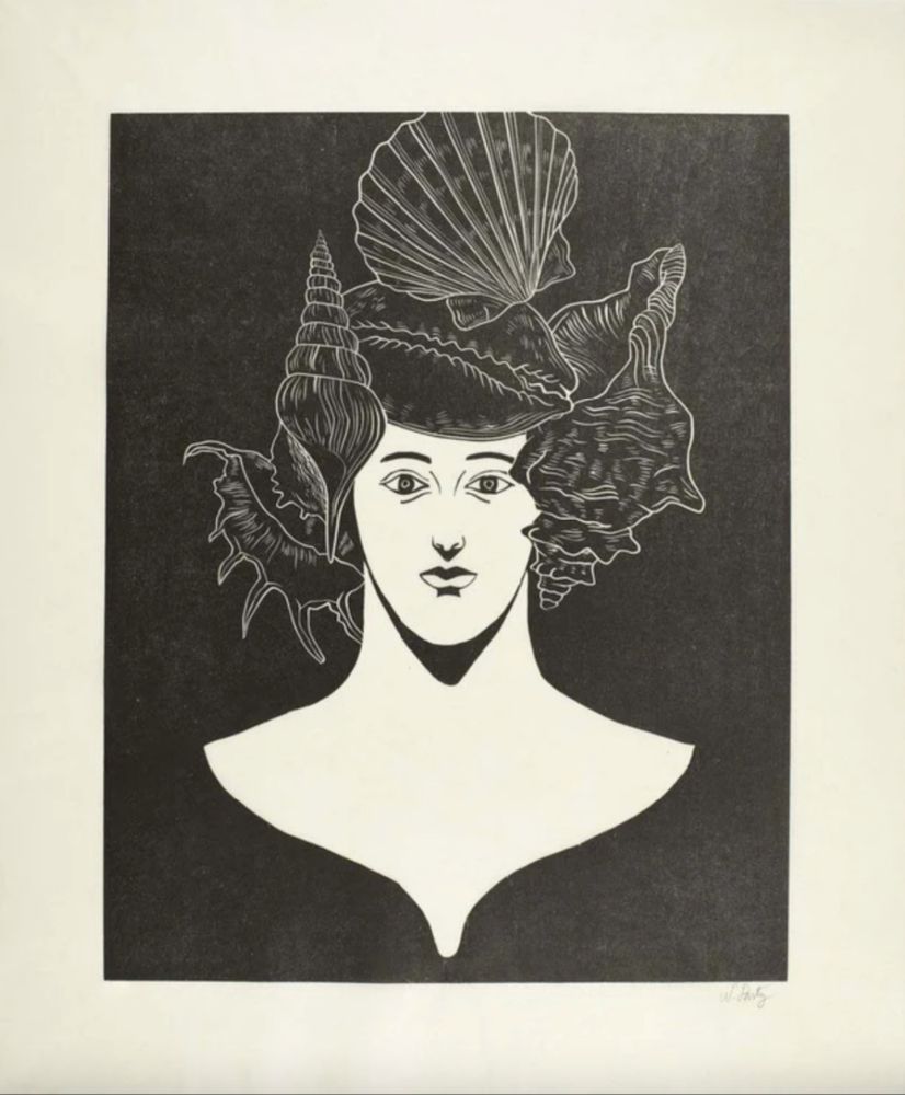Grabado En Madera Party - Portrait With Shells