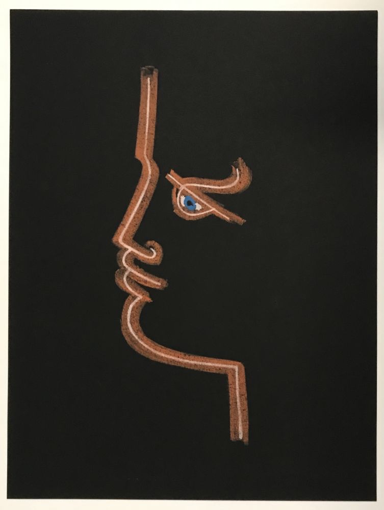 Litografía Cocteau - Profile in Black 