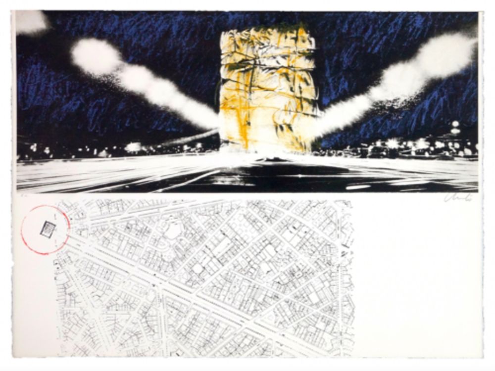 Litografía Christo - Project for the Arc de Triomphe, Paris