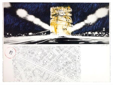 Litografía Christo - Project for the Arc de Triomphe, Paris, 1970 
