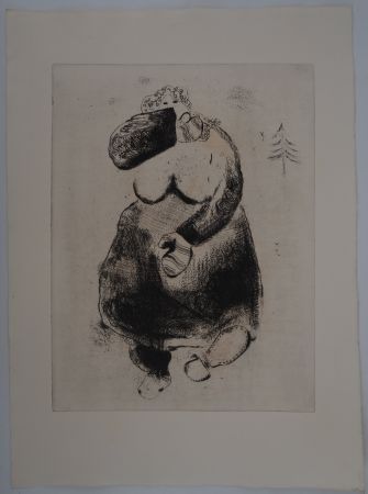 Grabado Chagall - Promenade dans le froid (La femme moineau)
