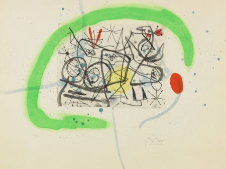 Aguatinta Miró - Préparatifs d' oiseaux IV