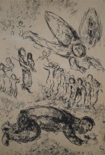 Aguafuerte Y Aguatinta Chagall - Psaumes de David, planche 13