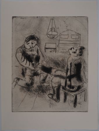 Grabado Chagall - Pétrouchka retire les bottes