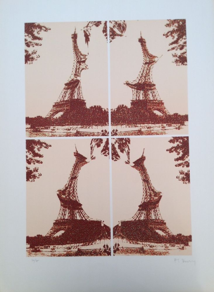Litografía Bury - Quatre tours Eiffel juxtaposées