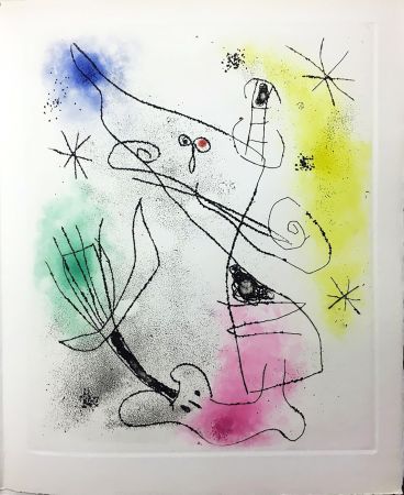 Libro Ilustrado Miró - R. Crevel : FEUILLES ÉPARSES (Avec 14 gravures de Arp, Giacometti, Ernst, Man Ray, Masson, etc.) 1965.