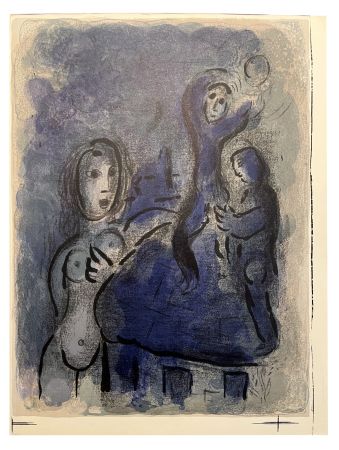 Litografía Chagall - RAHAB ET LES ESPIONS DE JÉRICHO (Dessins pour la Bible, 1960)