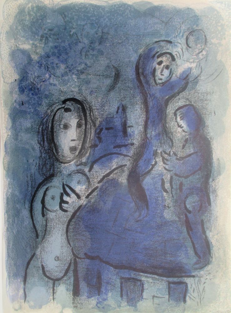 Litografía Chagall - Rahab et les Espions de Jericho/ Rahab and the spies of Jericho