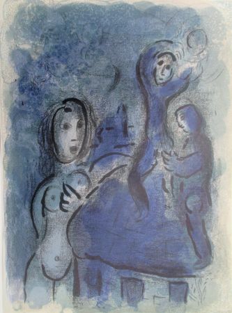 Litografía Chagall - Rahab et les Espions de Jericho/ Rahab and the spies of Jericho