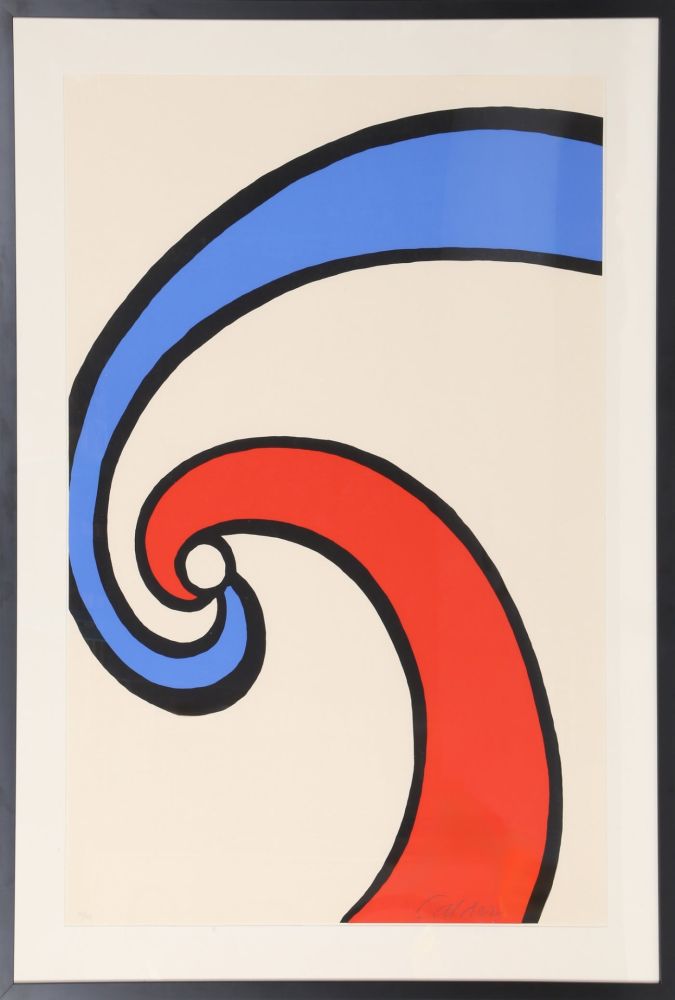 Litografía Calder - Red and Blue Swirl (Wave)