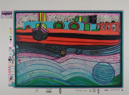 Serigrafía Hundertwasser - Regentag on Waves of Love, Plate 8, 1970-72