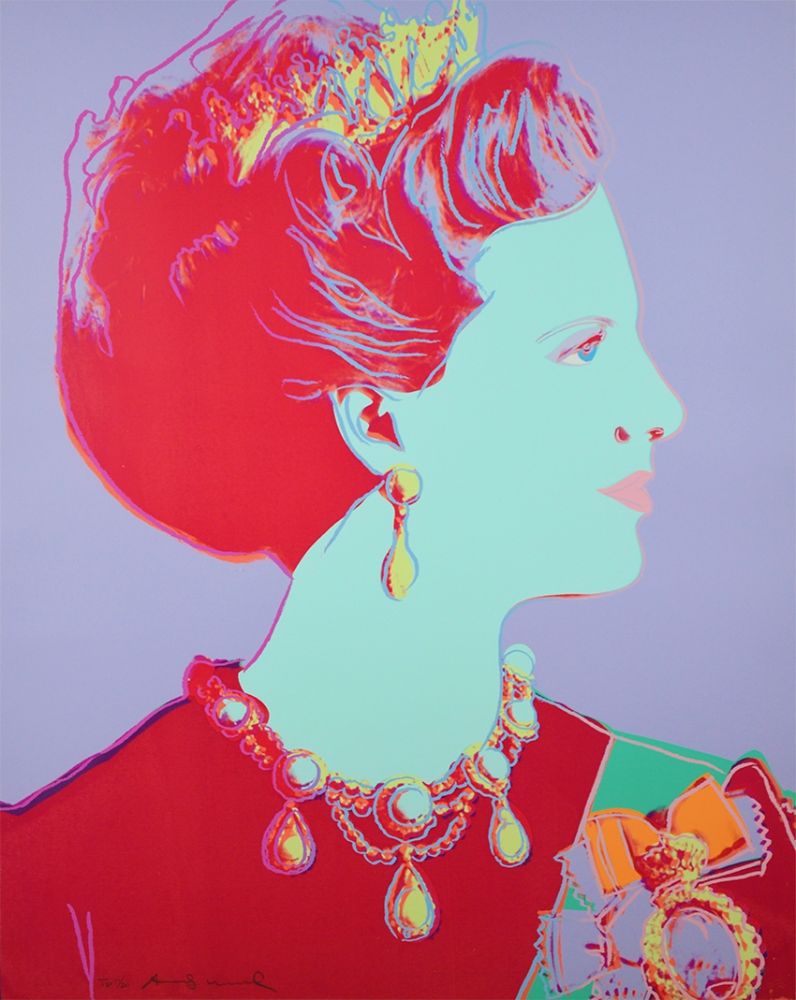 Serigrafía Warhol - Reigning Queens Series, Queen Margrethe II of Denmark (Violet)