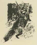 Litografía Reboussin - Renard chassant / Fox Hunting (i.e., the fox is doing the hunting)
