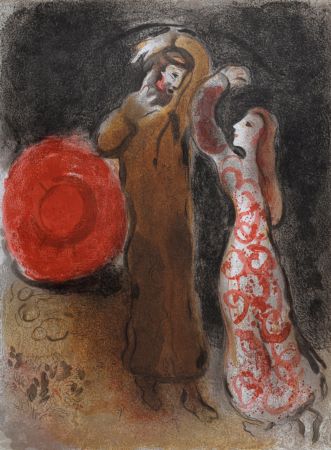 Litografía Chagall - Rencontre de Ruth et de Booz, 1960