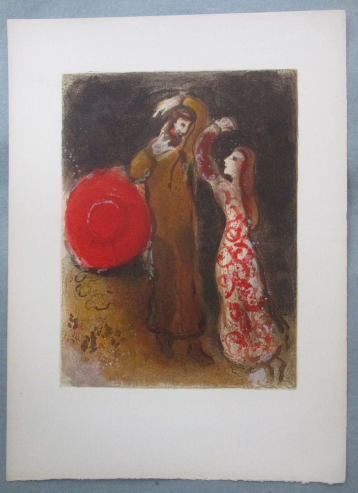 Litografía Chagall - Rencontre de Ruth et de Booz, Meeting of Ruth and Boaz
