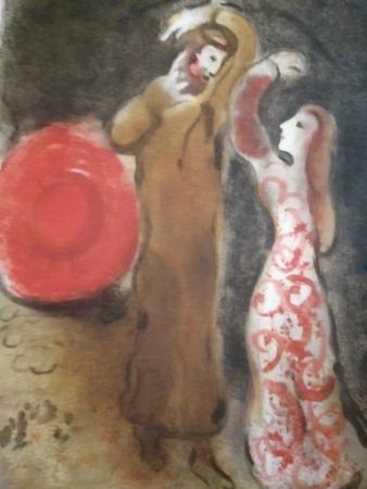 Litografía Chagall - Rencontre entre Ruth et Booz