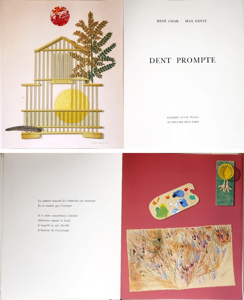Libro Ilustrado Ernst - René Char. DENT PROMPTE. Avec 11 lithographies originales de Max Ernst (1969)