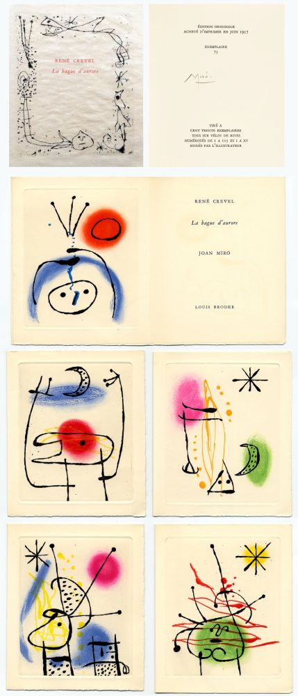 Libro Ilustrado Miró - René Crevel. LA BAGUE D'AURORE. 6 eaux-fortes originales de Miró (1957).