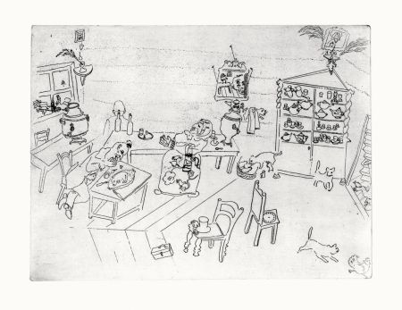 Aguafuerte Chagall - Repas dans le Traktir