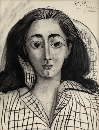 Litografía Picasso - Retrato de Jacqueline
