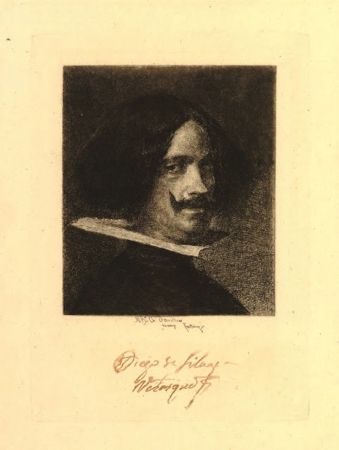 Grabado Fortuny I Marsal - Retrato de Velázquez