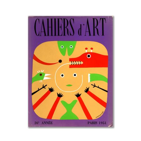 Litografía Brauner - Revue Cahiers d'Art, Cover Original Lithograph by Victor Brauner, Illustr. Picasso, Giacometti, Miro...