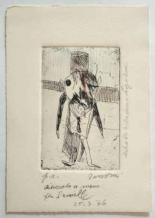 Aguafuerte Zavattini - Ritratto di Antonio Ligabue