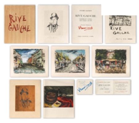 Libro Ilustrado Vlaminck - RIVE GAUCHE. Quartier latin - Plaisance - Montparnasse - Les Quais - Saint-Germain-des-Prés. Exemplaire sur Japon nacré avec suites, le cuivre du portrait et une aquarelle originale.